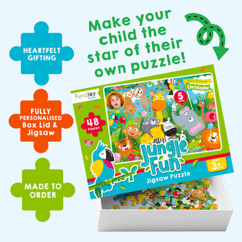 Personalised Jungle Fun Birthday Jigsaw Puzzle, 3 of 8