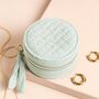 Quilted Round Mini Travel Jewellery Case In Mint, thumbnail 1 of 3