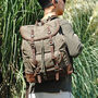 Waxed Canvas Backpack With Large Front Pocket Green, thumbnail 1 of 12