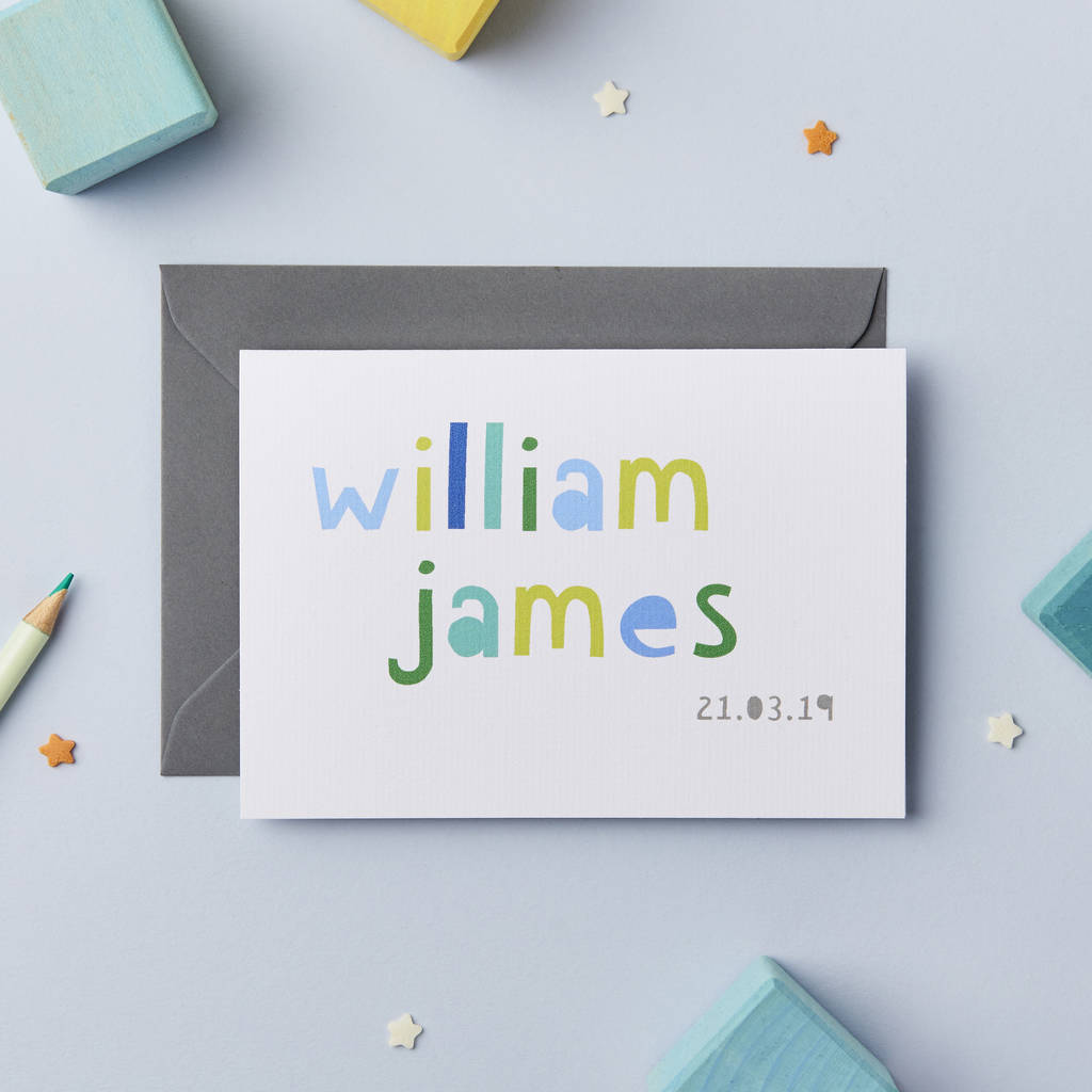 Personalised Baby Boy Name Card, 1 of 2