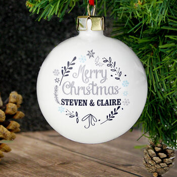 Personalised Frost Hanging Christmas Bauble, 2 of 2