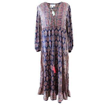 'Dahlia' Navy Floral Paisley Maxi Dress, 5 of 5