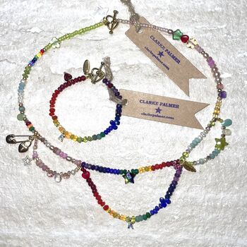 'Everything' Rainbow Chandelier Precious Stone Necklace, 5 of 6