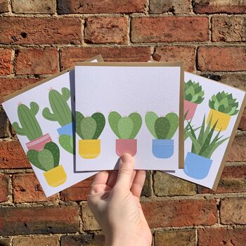 Cactus And Succulent Set Of Six Mixed Design Cards, 4 of 4