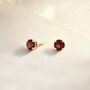 Solid 9ct Yellow Gold January Garnet Birthstone Stud Earrings, thumbnail 3 of 8