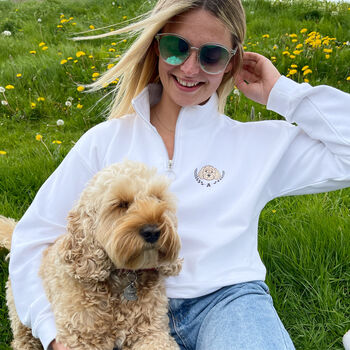 Personalised Half Zip Dog Lover Crest Sweatshirt, 2 of 11