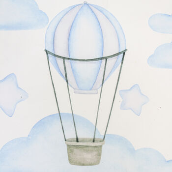 Luxury Pale Blue Hot Air Balloon Gift Wrapping Paper 140 Gsm, 3 of 5