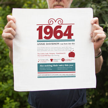Personalised 60th Birthday 1964 Handkerchief Pair, 6 of 8