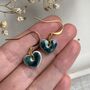 Small Green Blue Dainty Ceramic Heart Earrings, thumbnail 1 of 8