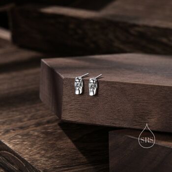 Tiny Sterling Silver Easter Island Statue Stud Earrings, 4 of 12