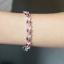 Red And Crystal Colour Leaf Design Tennis Bracelet, thumbnail 2 of 4