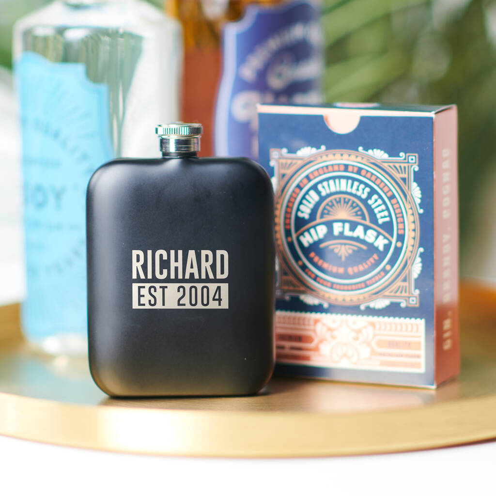 Personalised 18th Birthday Name And Year Hip Flask, 1 of 11
