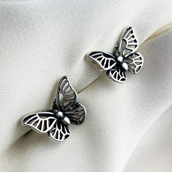 Sterling Silver Vintage Style Butterfly Stud Earrings, 3 of 6