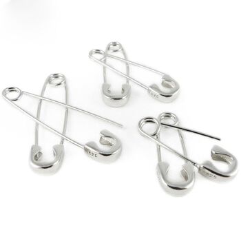 One Pair Of 925 Sterling Silver Safety Pin Earrings, 2 of 5