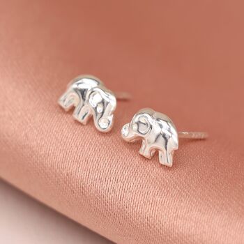 Sterling Silver Baby Elephant Stud Earrings, 4 of 6
