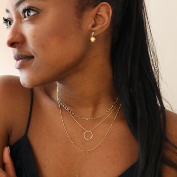 Hammered Halo Pendant Necklace In Gold Plating, 6 of 6