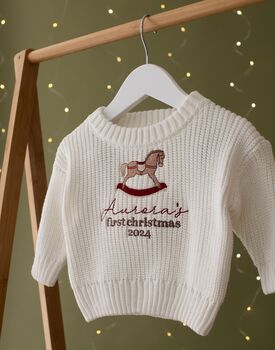 Personalised First Christmas Baby Jumper Rocking Horse, 4 of 4