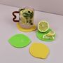 Cute Lemon Drinks Coaster Set Of Two With Leaf, thumbnail 5 of 7