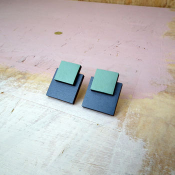 Minimal Wooden Square Earrings, 3 of 5