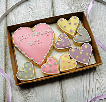 Personalised Polka Dot Heart Cookie Letterbox Gift, 2 of 3