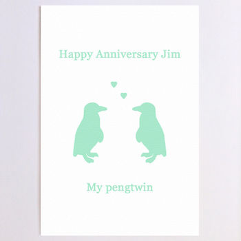 Personalised Penguins Anniversary Card, 4 of 8