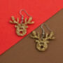 Reindeer Christmas Earrings, thumbnail 3 of 5