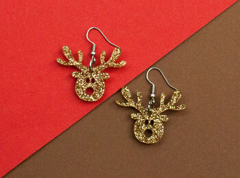 Reindeer Christmas Earrings, 3 of 5