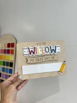 Personalised 'First Day Of' Pencil Design Reusable Whiteboard Sign, 4 of 4