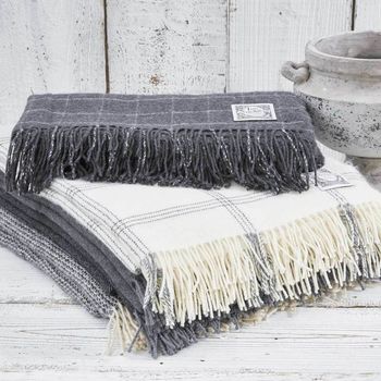 Luxury Cashmere Charcoal Checked Throw, 3 of 3