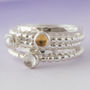 Sterling Silver Beaded Birthstone Stacking Rings, thumbnail 3 of 3