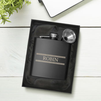 Personalised Hip Flask With Funnel In Gift Box, 2 of 2