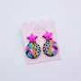 Pink Star Earrings With An Animal Print Abstract Drop, thumbnail 6 of 12