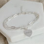 Sterling Silver Engraved Heart Paperclip Bracelet, thumbnail 3 of 9