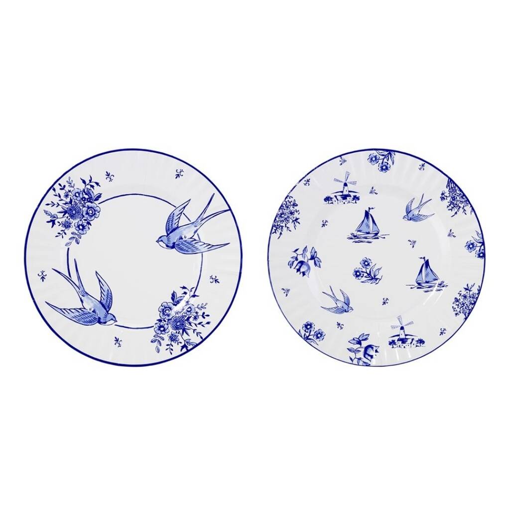 blue and white large paper plates: pack of sixteen by bunting & barrow ...