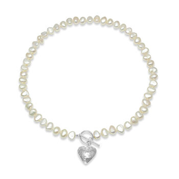Amare Freshwater Pearl Necklace With Silver Heart, 2 of 3