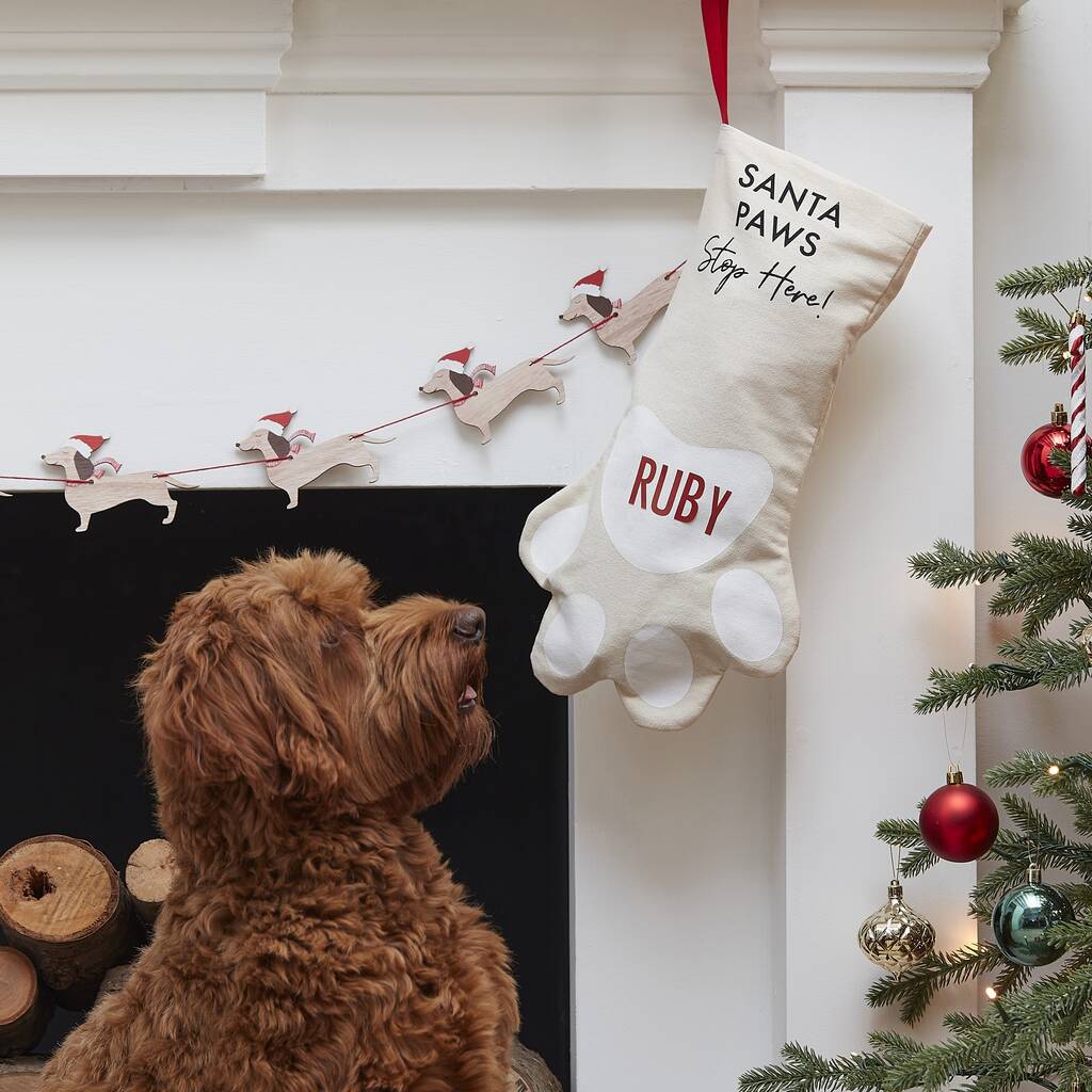 Personalised 'Santa Paws Stop Here' Pet Stocking