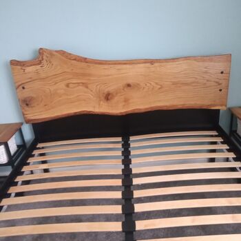 Handcrafted Steel Bed Frame And Oak Headboard, 12 of 12