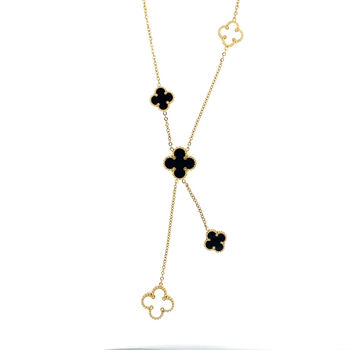 Double Sided Clover Necklace In Lariat Style, 6 of 9