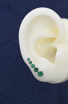 Sterling Silver Emerald Green Cz Crawler Earrings, 11 of 12