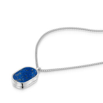 Men's Small Lapis Dog Tag Locket Silver, 4 of 5