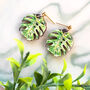 Bright Monstera Leaf Plant Earrings, thumbnail 2 of 12