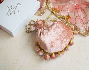 Jaipur Potli Bag Powder Pink Velvet, 2 of 4