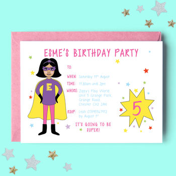 Superhero Girl Children's Party Invitations, 2 of 4