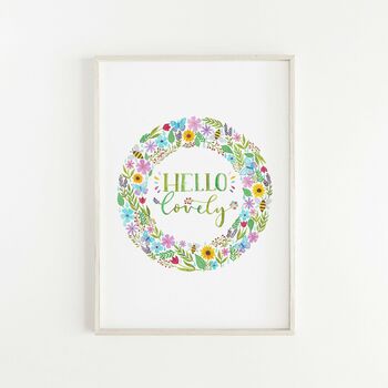 'Hello Lovely' Floral Unframed Wall Art, 3 of 3