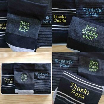 Personalised Name Gift For Grandfather Grandad Sock Set, 4 of 7