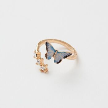 Enamel Blue Butterfly Ring, 2 of 7