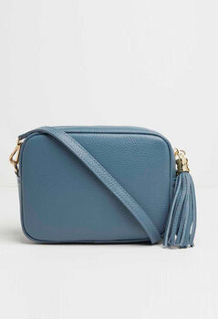 Verona Crossbody Tassel Denim Bag With Blue Aztec Strap, 3 of 3