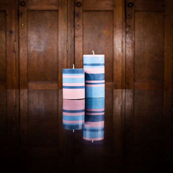 Striped Eco Pillar Candles 15cm And 10 Cm Tall, 9 of 12