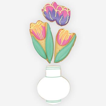 Personalised Hand Iced Vase Of Tulips Biscuits, 3 of 5