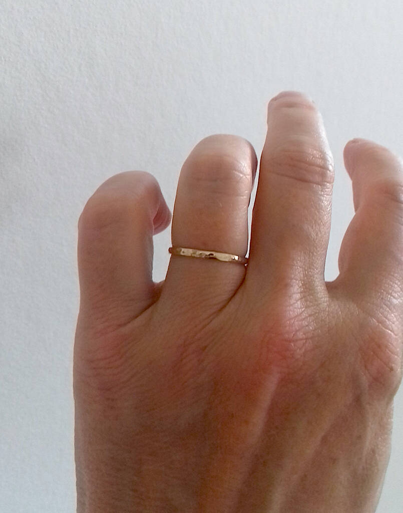 Dainty Hammered Solid Gold Band, 1 of 10